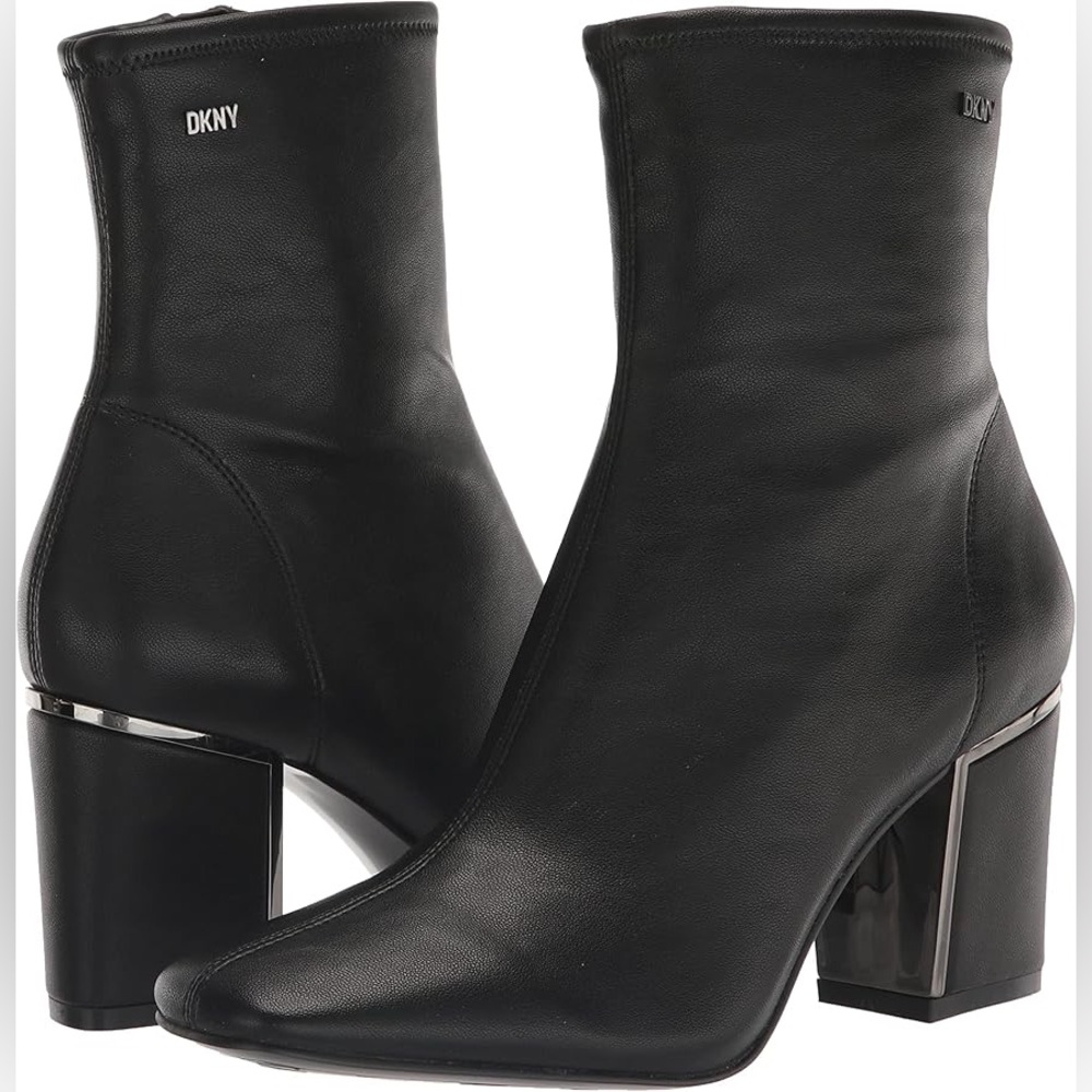 NWT DKNY Black Smooth Heeled Boots